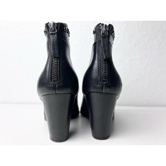 B Makowski studded boogie heels size 9 black silver leather QUINCY - Picture 4 of 8